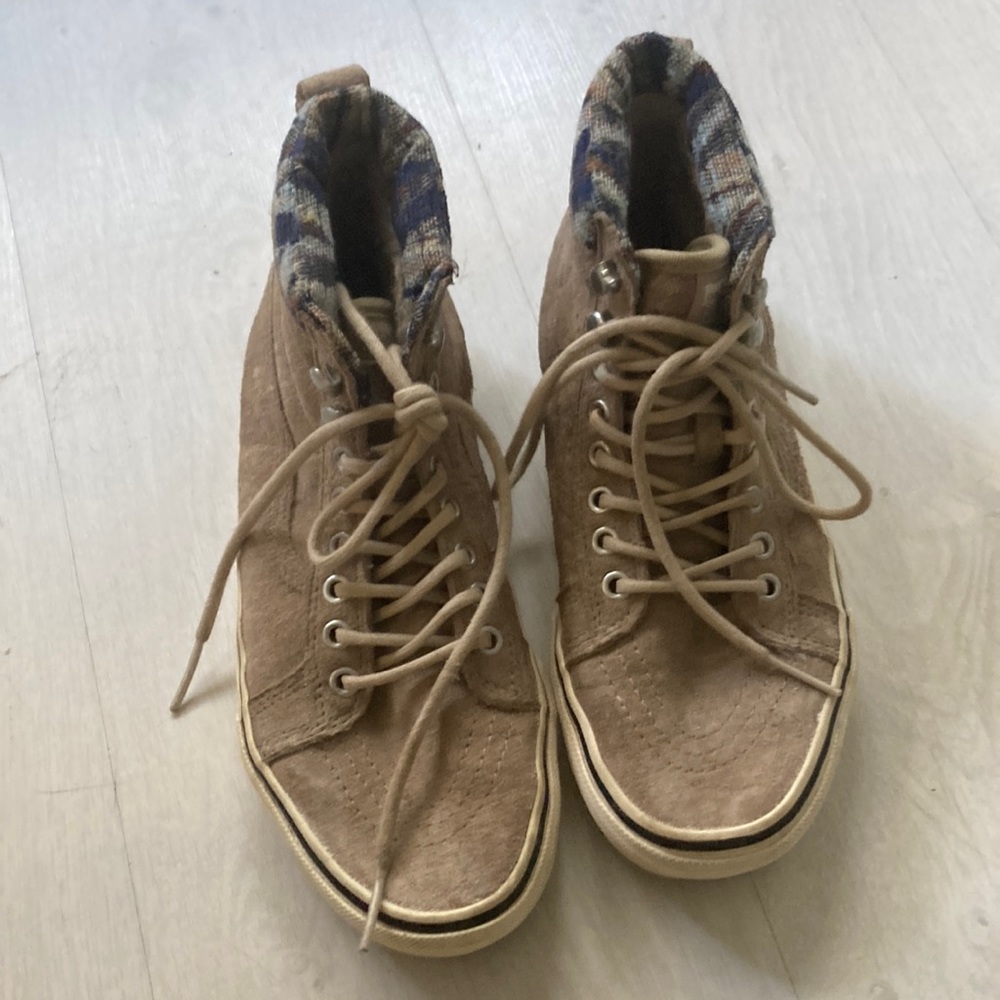 Vans size 7.5 tan fleece lined high tops